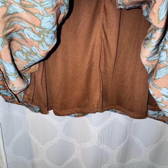 ENTRO Dress Babydoll Brown Blue Ditsy Floral Size Medium -New- - Picture 14 of 16